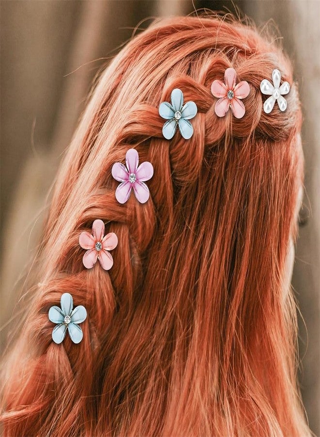 Much Hotter 12 Pcs Small Mini Pearl Claw Clips Hair Accessories，with Flower Design, Hair Pins Cute Bangs Clips Flower Sweet Artificial Clips Decorative Hair Accessories for Women Girls Wedding (6 Colors) - Image 5